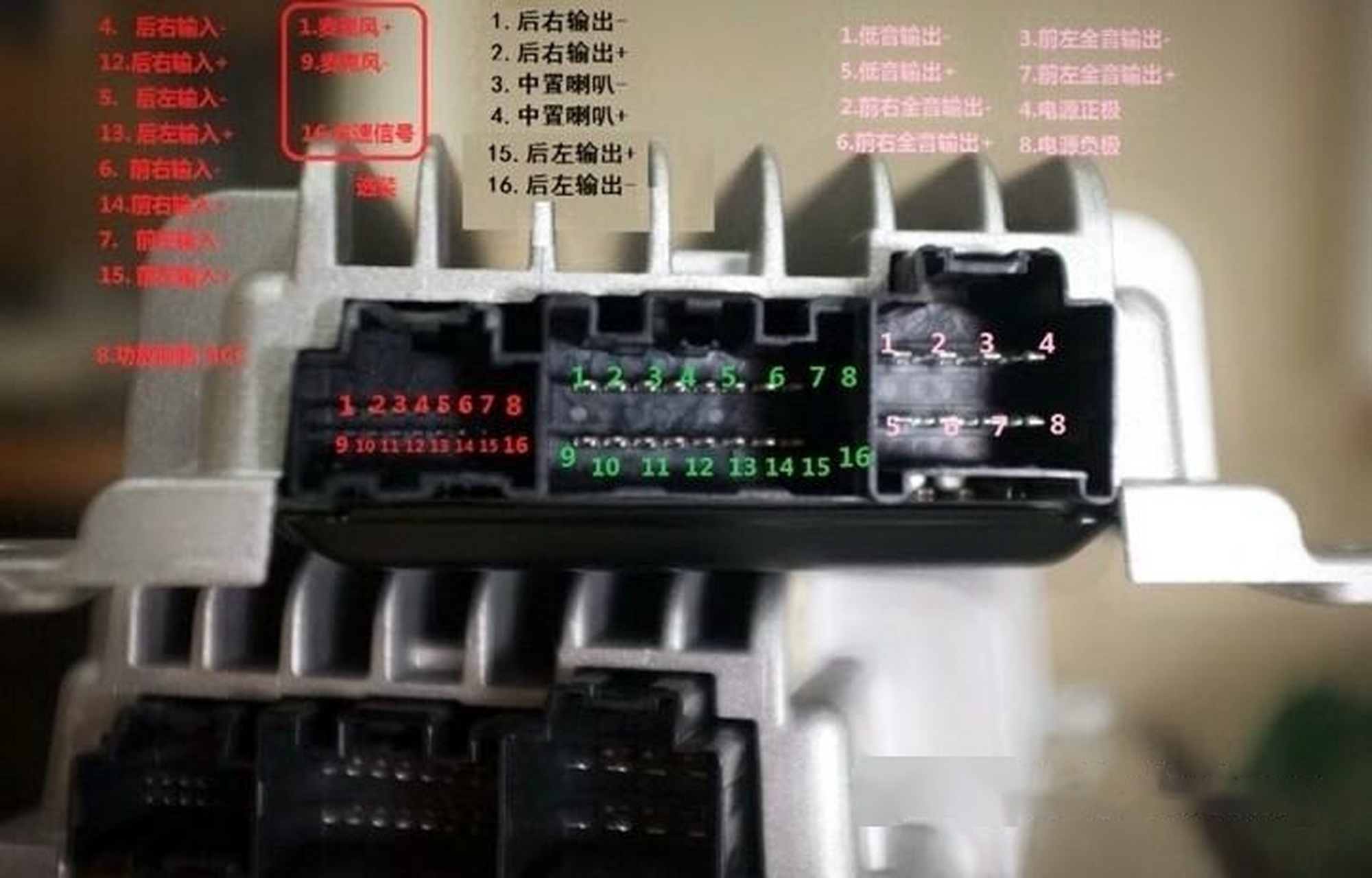 bose功放接线定义图 汽车音响改装推荐