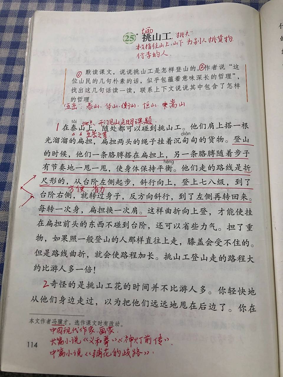 四下语文第25课《挑山工》课堂笔记