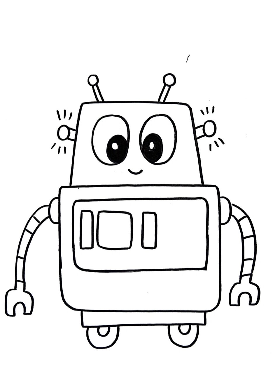 儿童画手绘    附带线稿《机器人06》