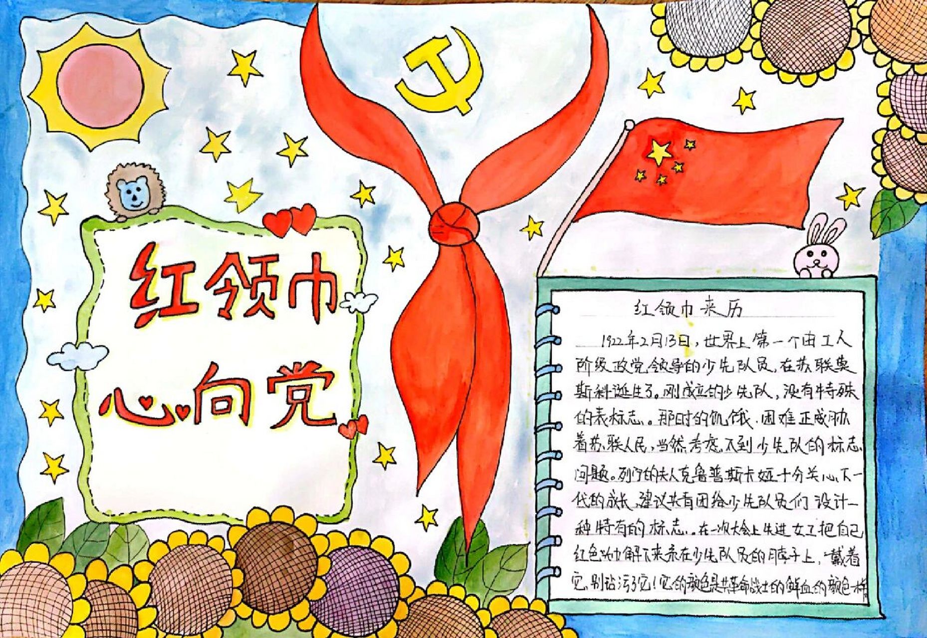 手抄报 红领巾心向党 小学生手抄报红领巾心向党,第三张是原图,其他张