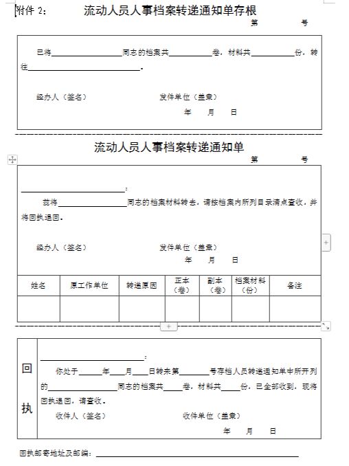 流动人员人事档案转递通知单