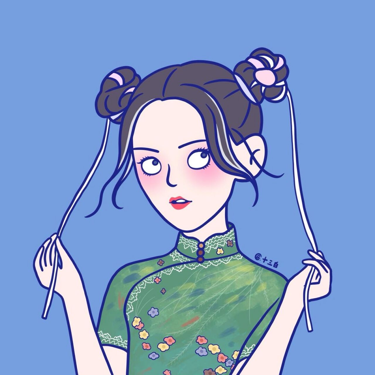 第二组旗袍美人,比较难猜哦95 手绘头像 旗袍 女星 #我是原创插画师