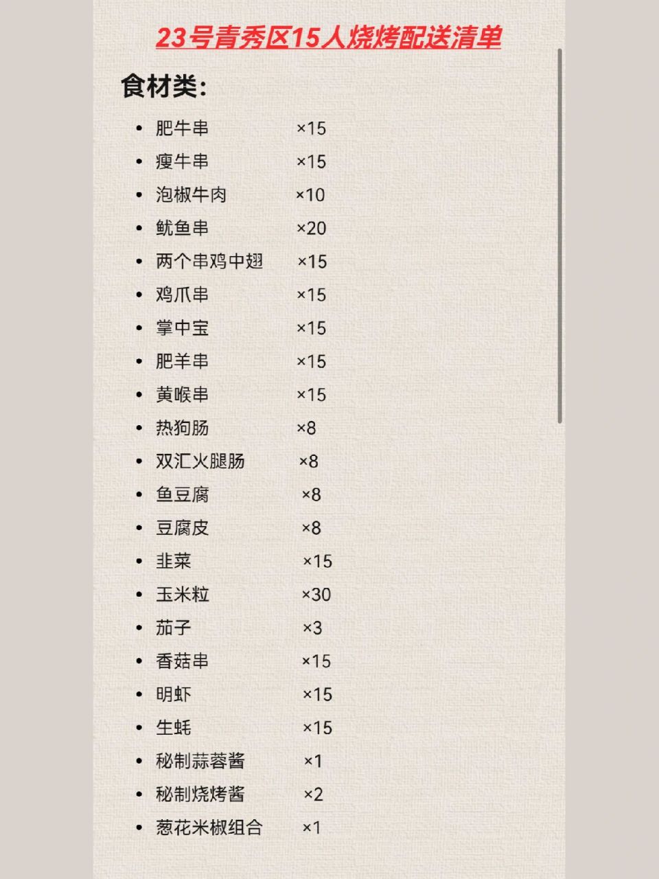 国庆节15人团建,南宁户外烧烤食材清单～ 也许你也在犹豫要不要吃一次