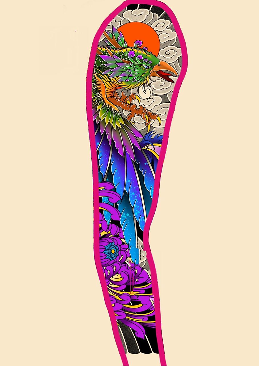 凤凰纹身手稿 老传统花臂花腿纹身手稿,喜欢的收藏吧