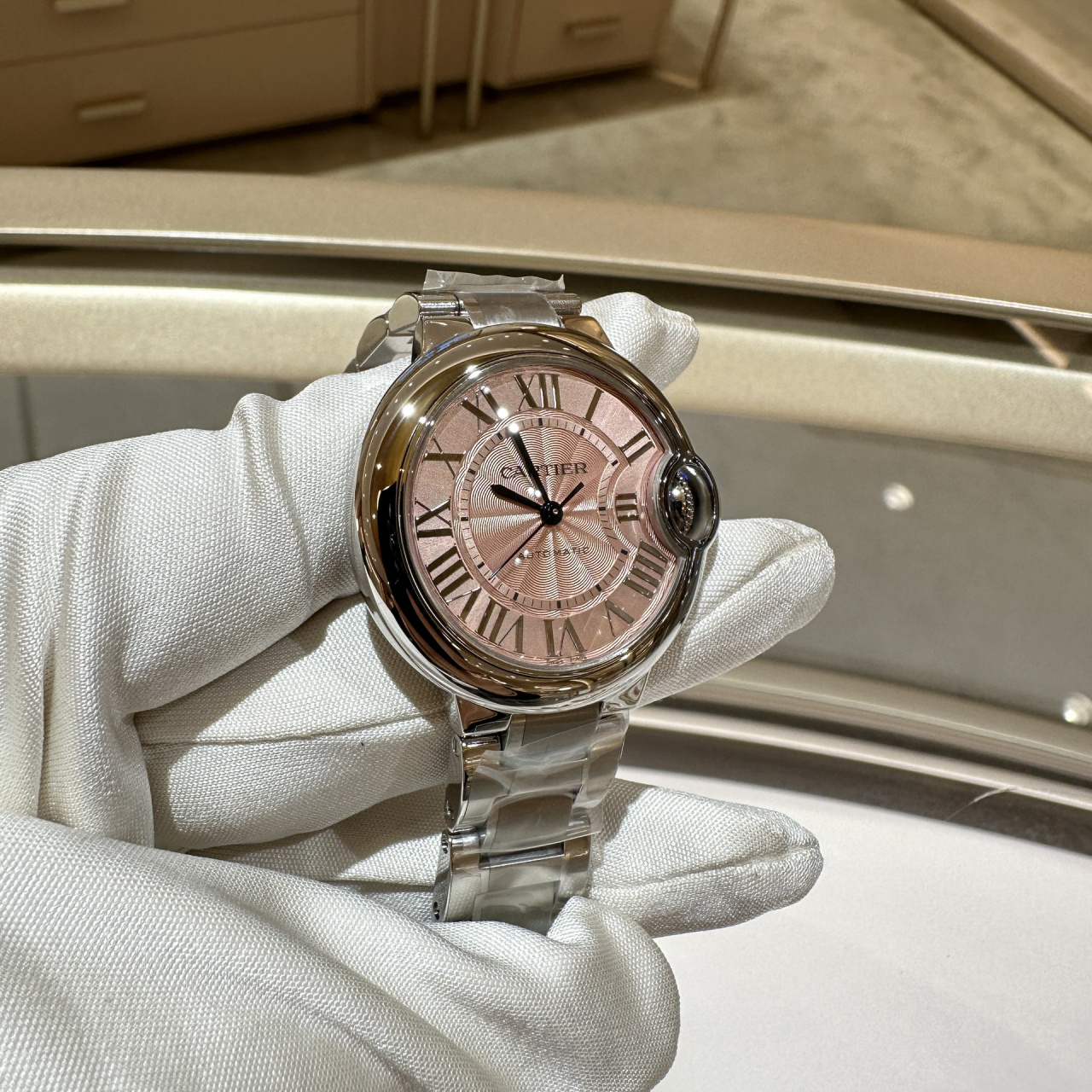 卡地亚粉气粉盘7515机械女表-好价秒一只 98卡地亚篮气球wsbb