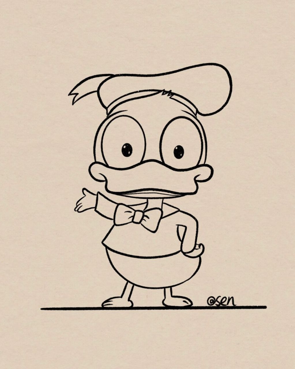 唐老鸭简笔画|附过程 新手入门简单好上手的简笔画～ 临摹:范大白