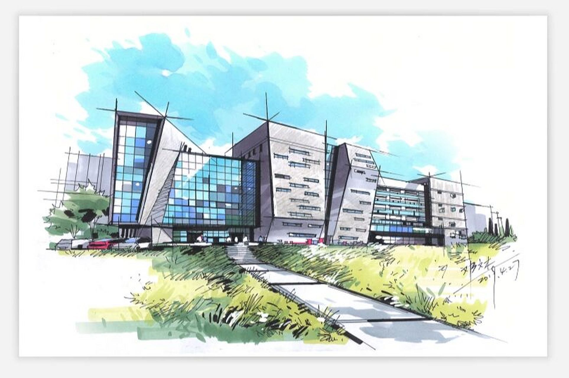 武汉理工大学艺术学院教学楼手绘 风暴手绘邓老师出品