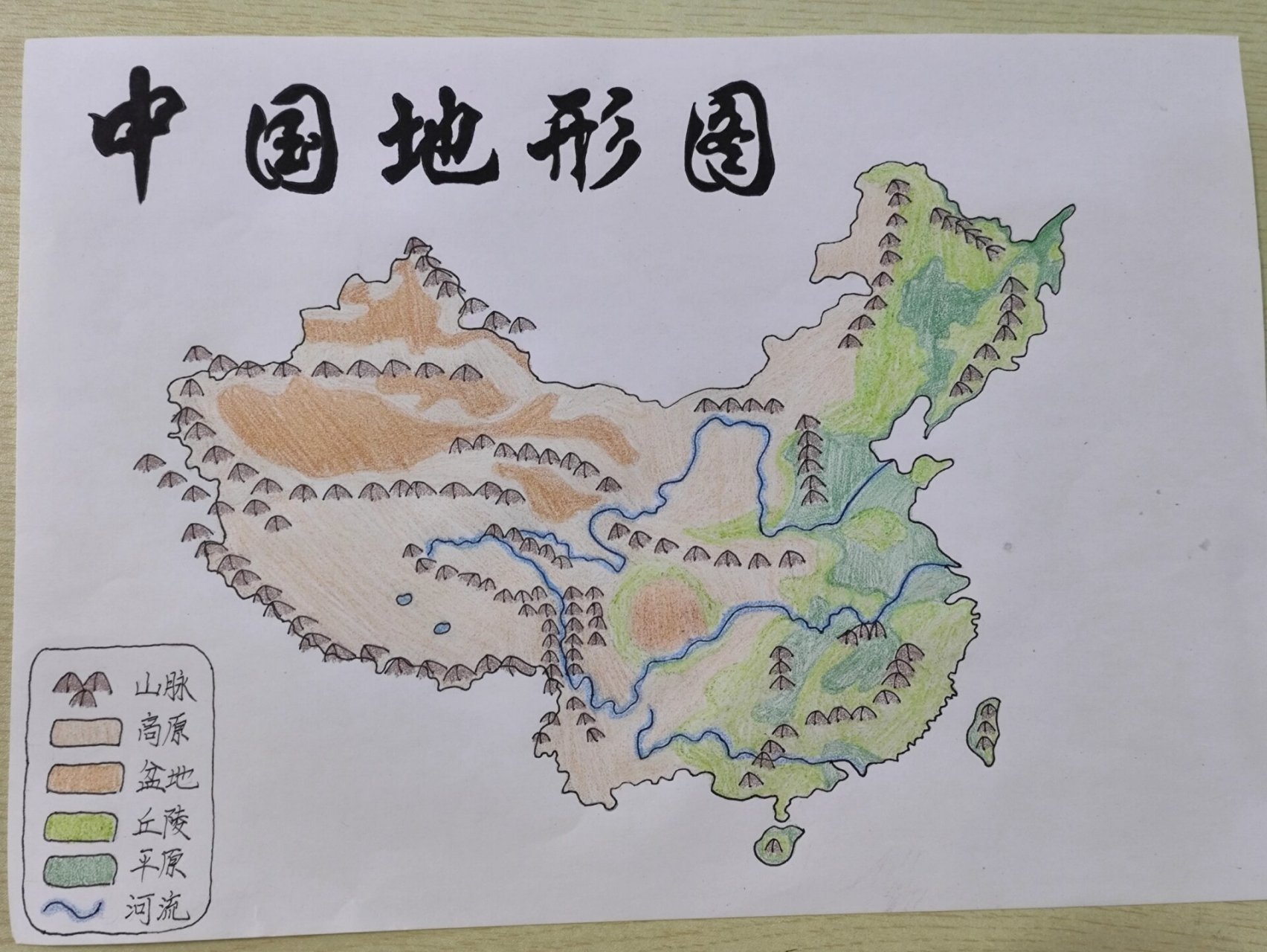 八年级地理～中国地形图～绘画