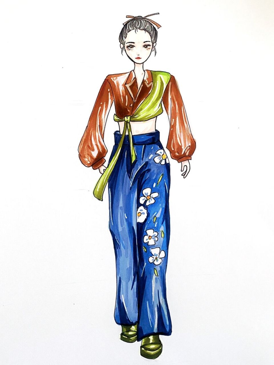 服装设计 #服装马克笔# #模特手绘# #服装设计手绘