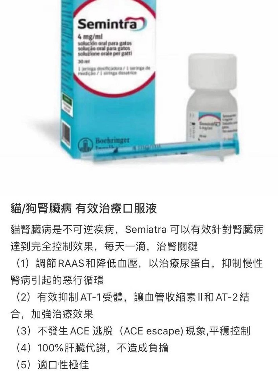猫狗福音 德国9990semintra替米沙坦 猫肾衰不可逆福音口服液!