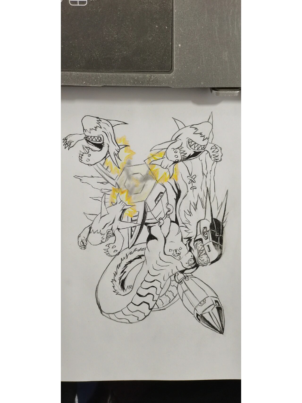 手绘数码宝贝百万龙兽(机械飞龙兽) 画了两遍我真的会谢,第三张是第一