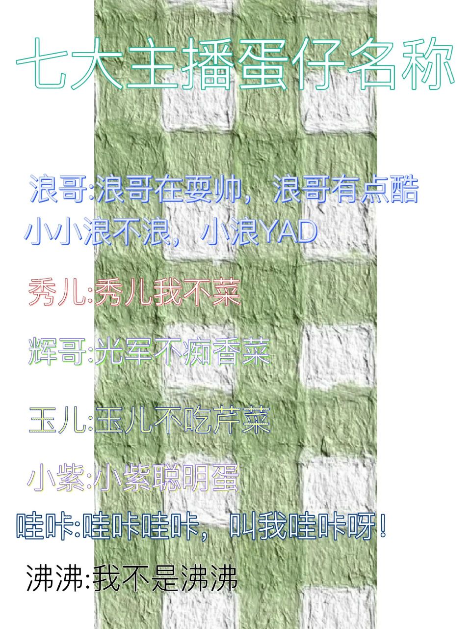 七大主播蛋仔名称,(建议收藏)