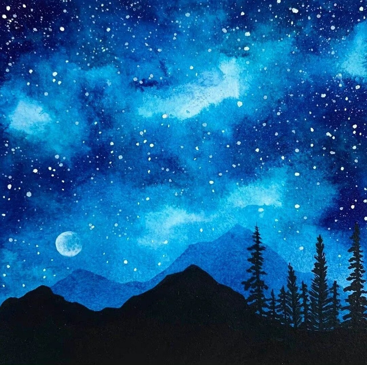 风景#儿童绘画水彩画#大师作品#儿童创意画 灿烂天空,灿烂的梦,by