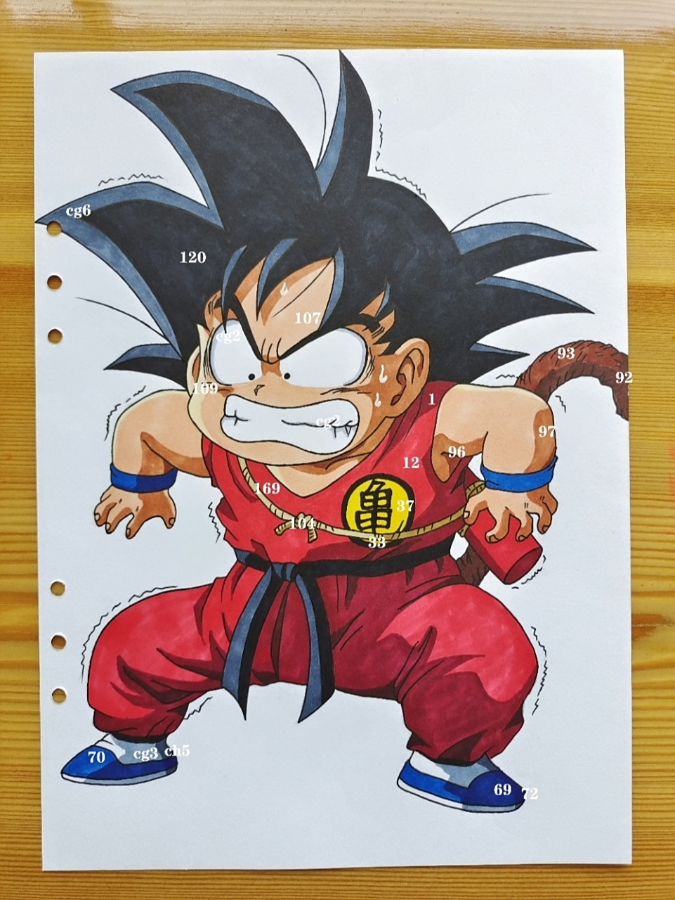 七龙珠孙悟空手绘(附原图) 七龙珠孙悟空手绘,最后一张原图,马克笔