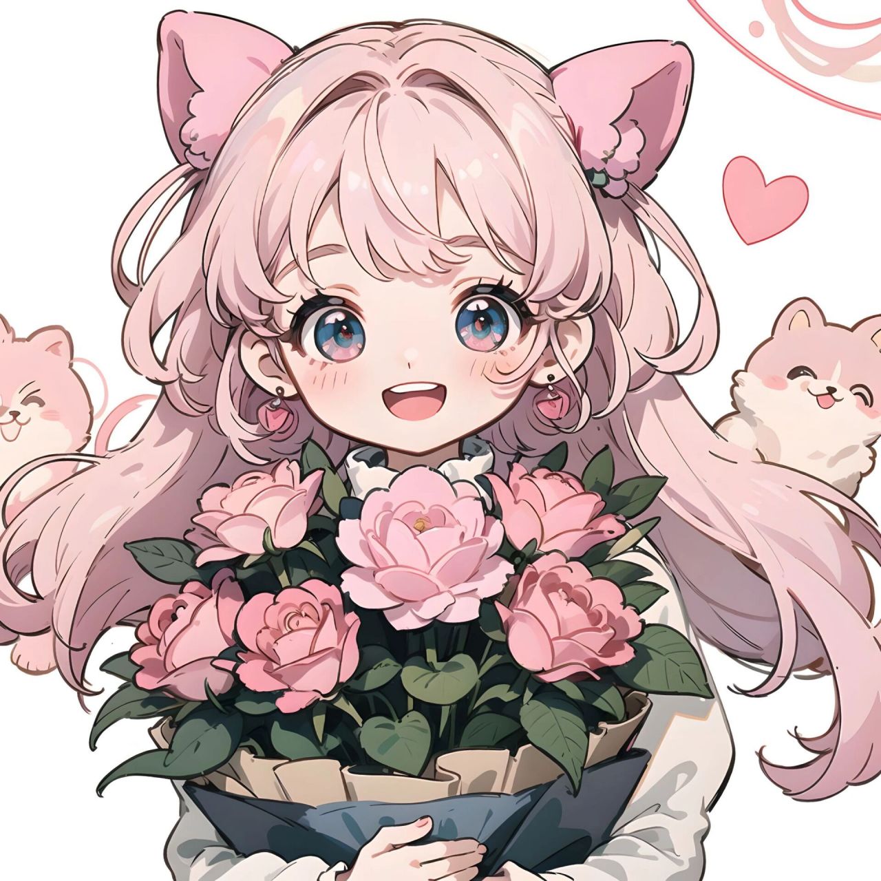 可爱女生头像抱花系列之粉玫瑰