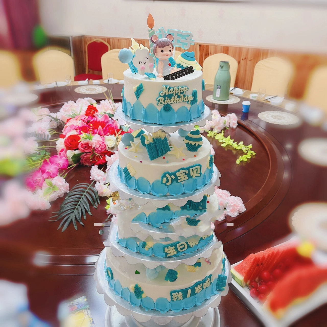 4层男宝宝蛋糕