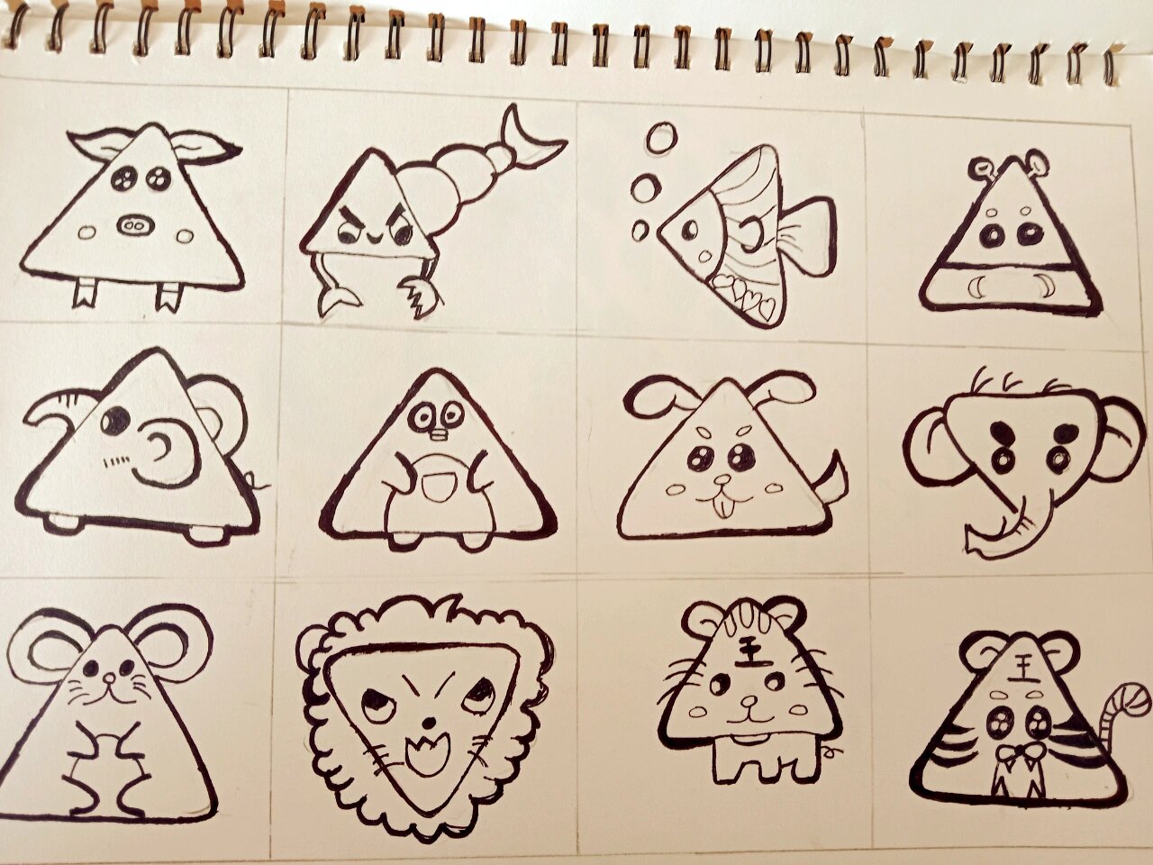 儿童简笔画 可爱的三角形小动物