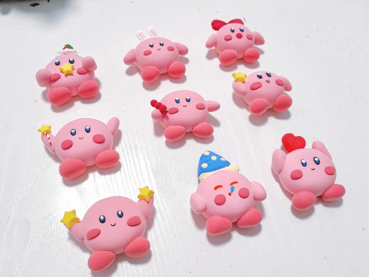 星之卡比大集合|超清黏土 78用黏土捏的星之卡比也好太萌太可爱了呀