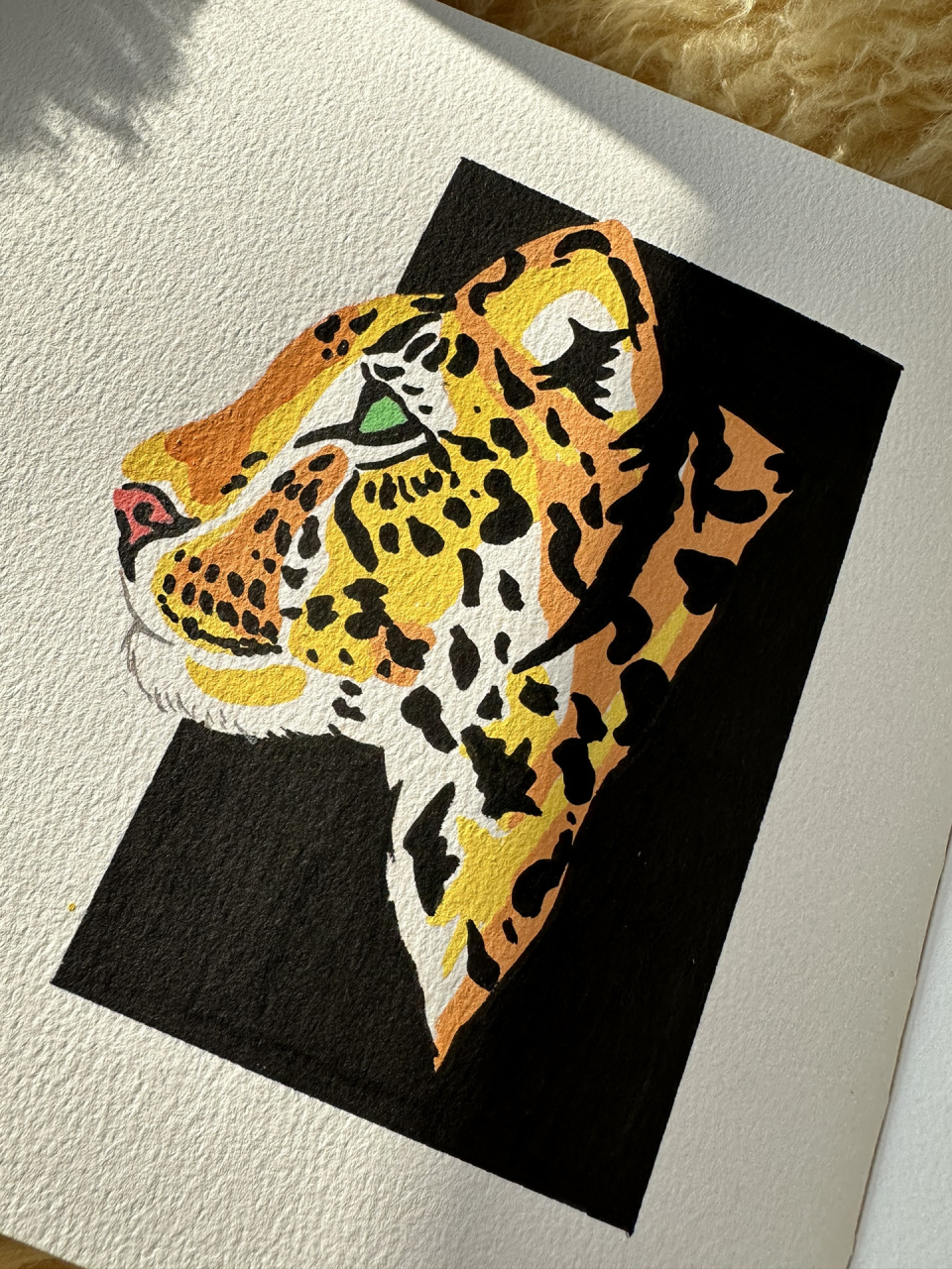 丙烯马克笔画 豹子(含简易线稿) 临摹自: 大神的画 	 好喜欢画小动物