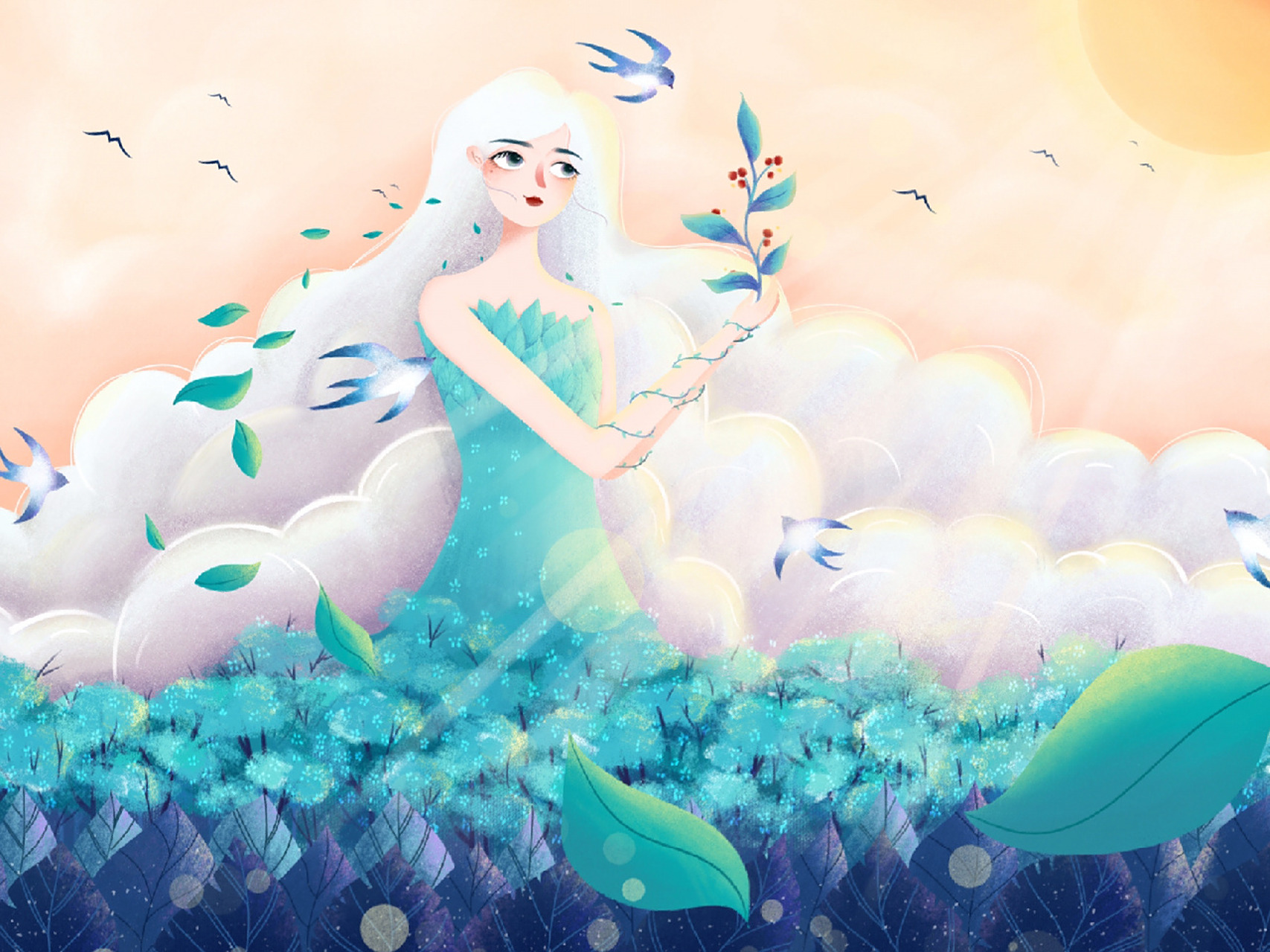 插画|春姑娘 92春季,一片生机勃勃,万物复苏,春意盎然.