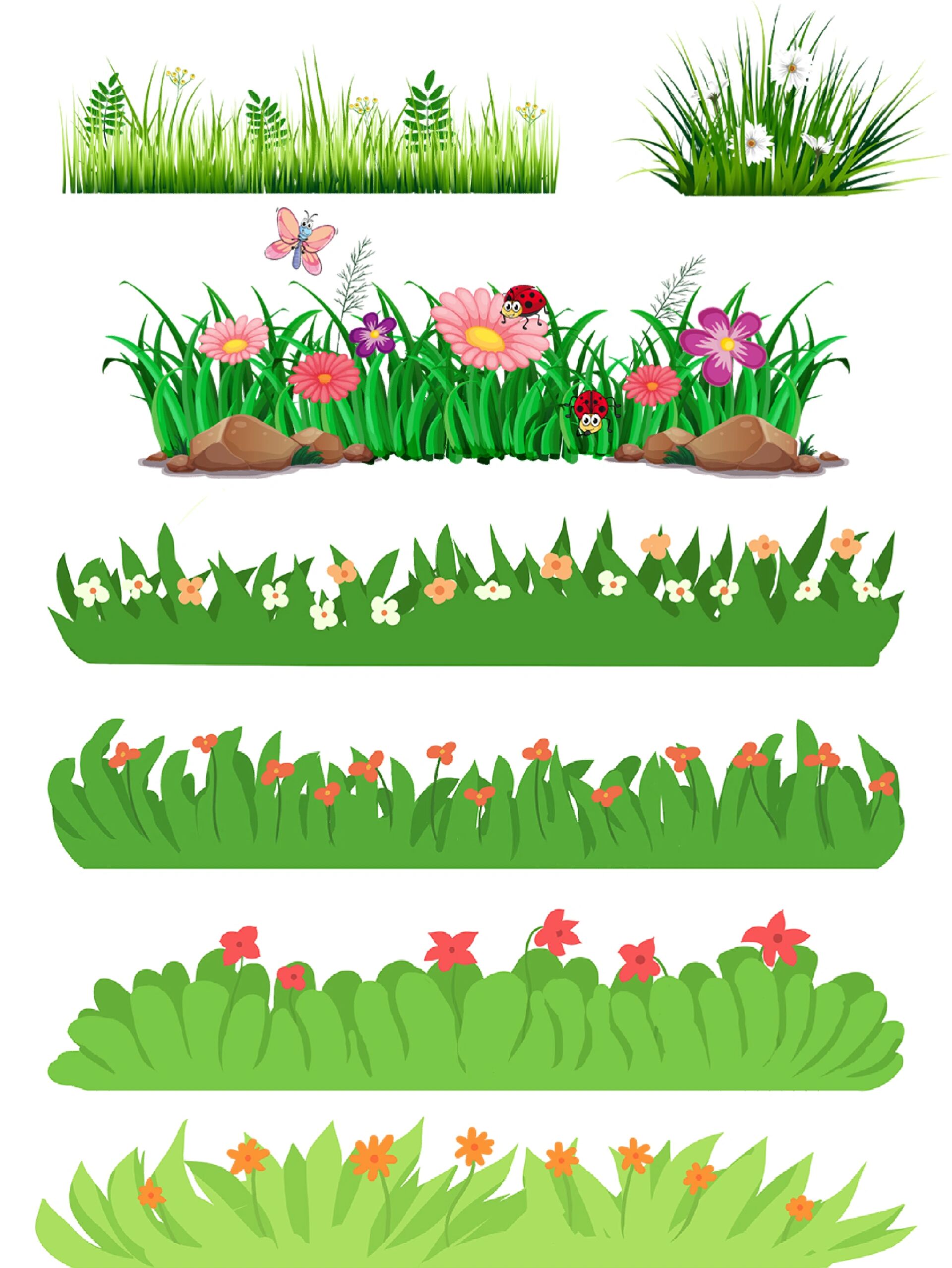 98 首先是这组可爱的卡通草地背景,有多种颜色和形状可供选择,让你