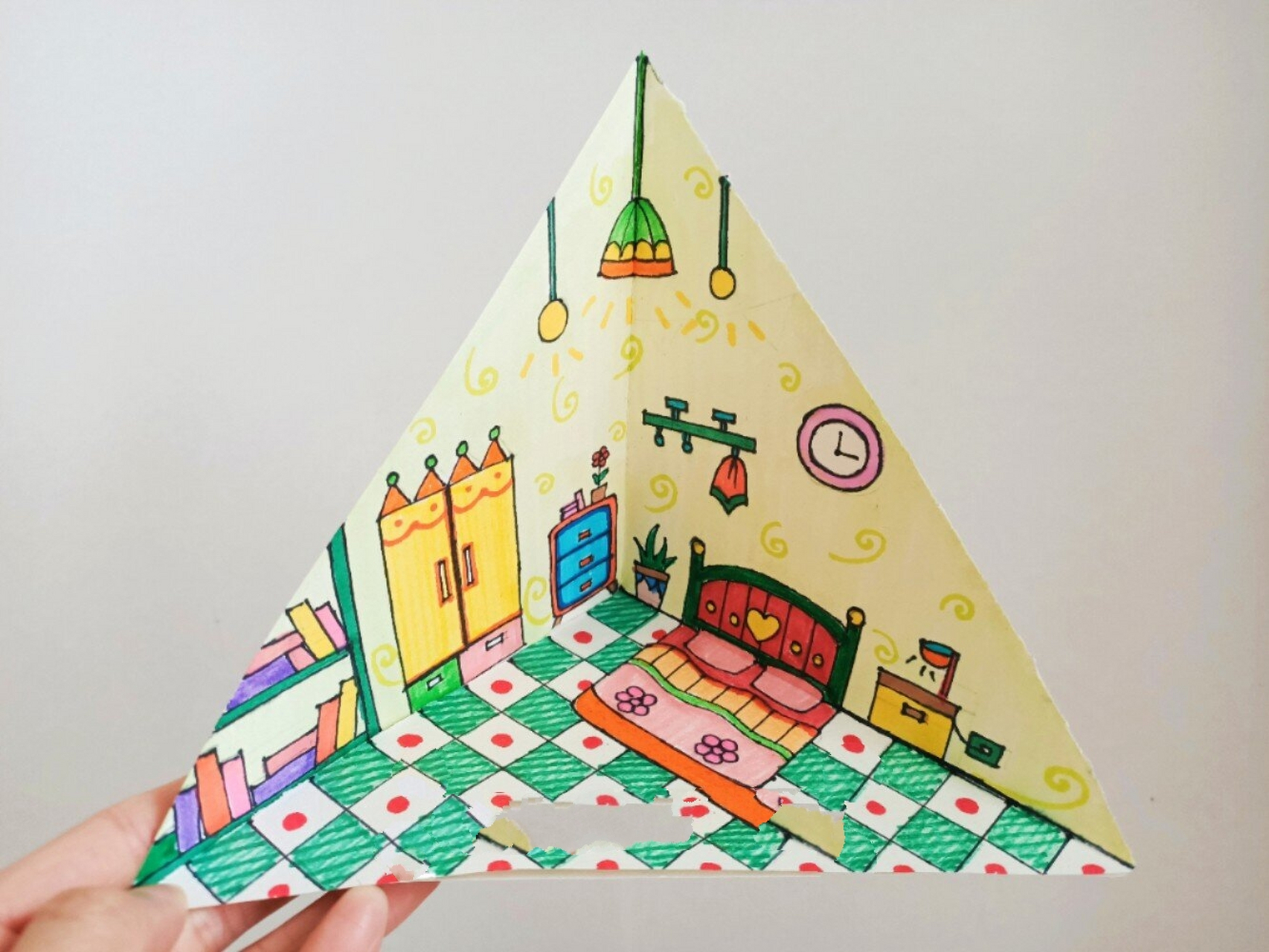 儿童创意卡通简笔折纸画立体我的卧室房间 原创,临摹a我哦