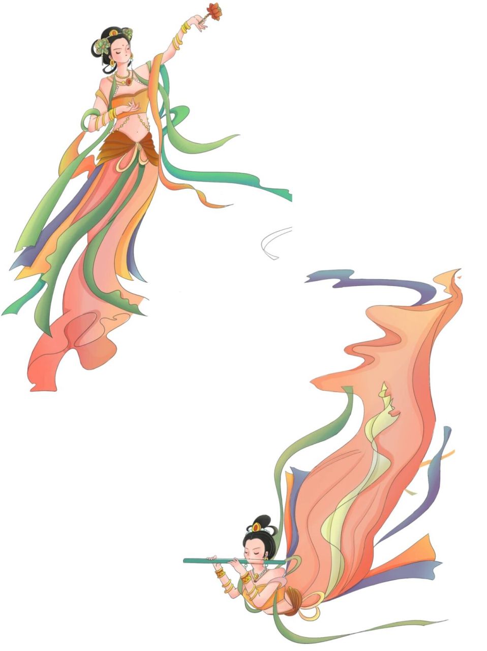 免扣素材|国潮敦煌飞天仙女0269♀15png(二) 喜欢国潮风格敦煌