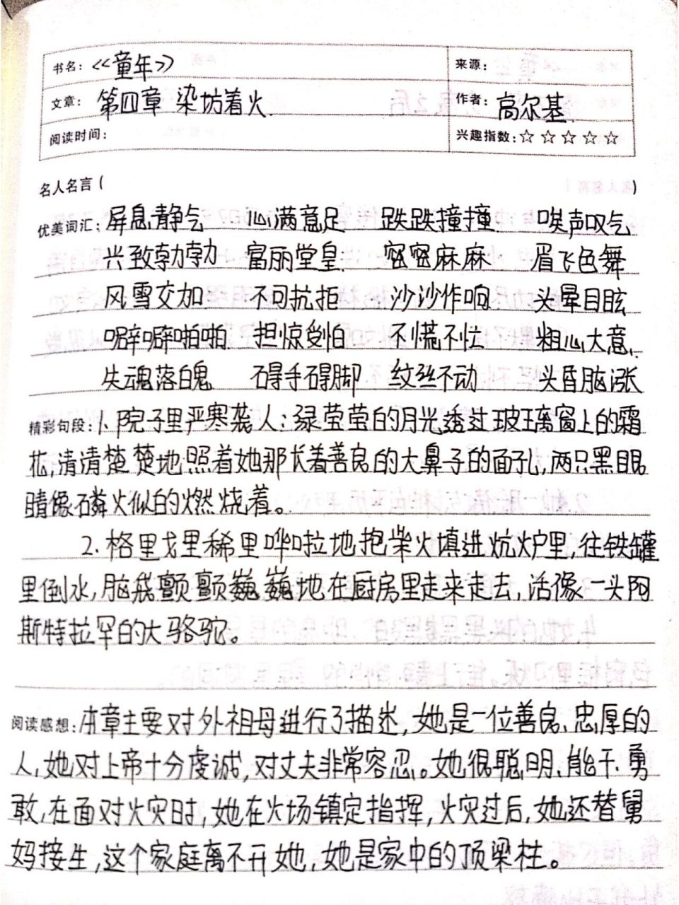 《童年》第四章染坊着火读书笔记