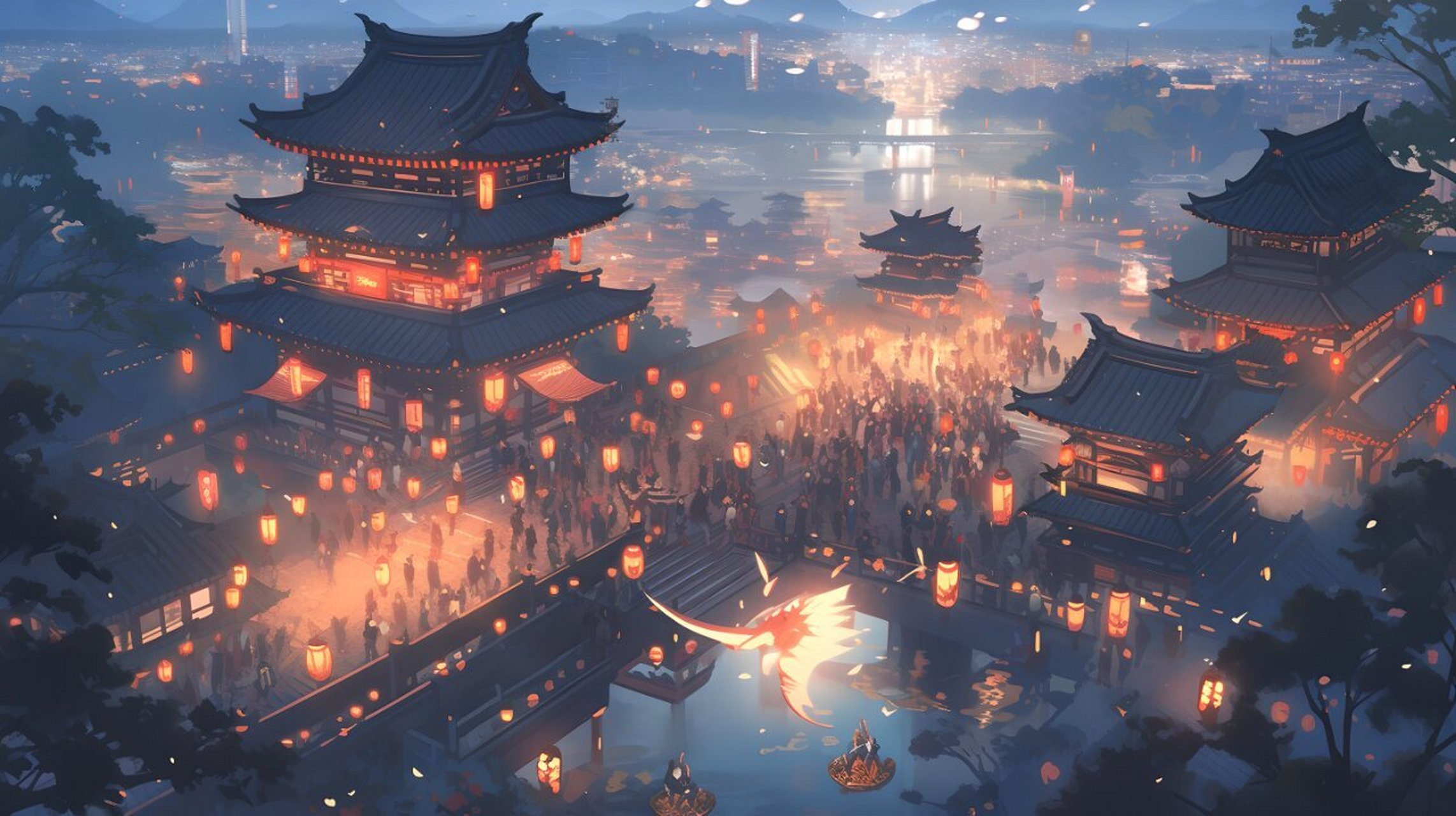 古风壁纸 | 华灯初上,夜未央 尺寸:2912*1632 编号:091 	 - 0202