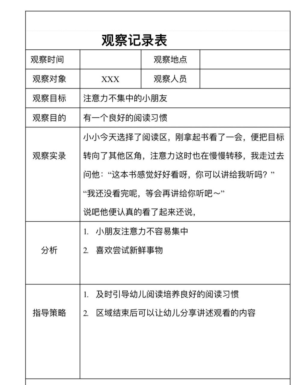 幼儿园大班观察记录表吃饭慢(幼儿园大班吃饭慢观察记录30篇)