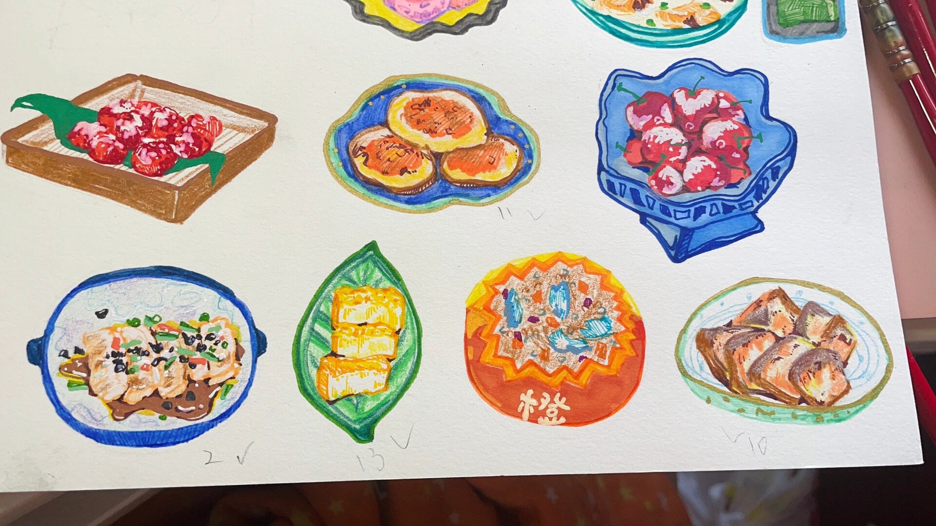 美食小插画 宋代美食|彩铅随笔