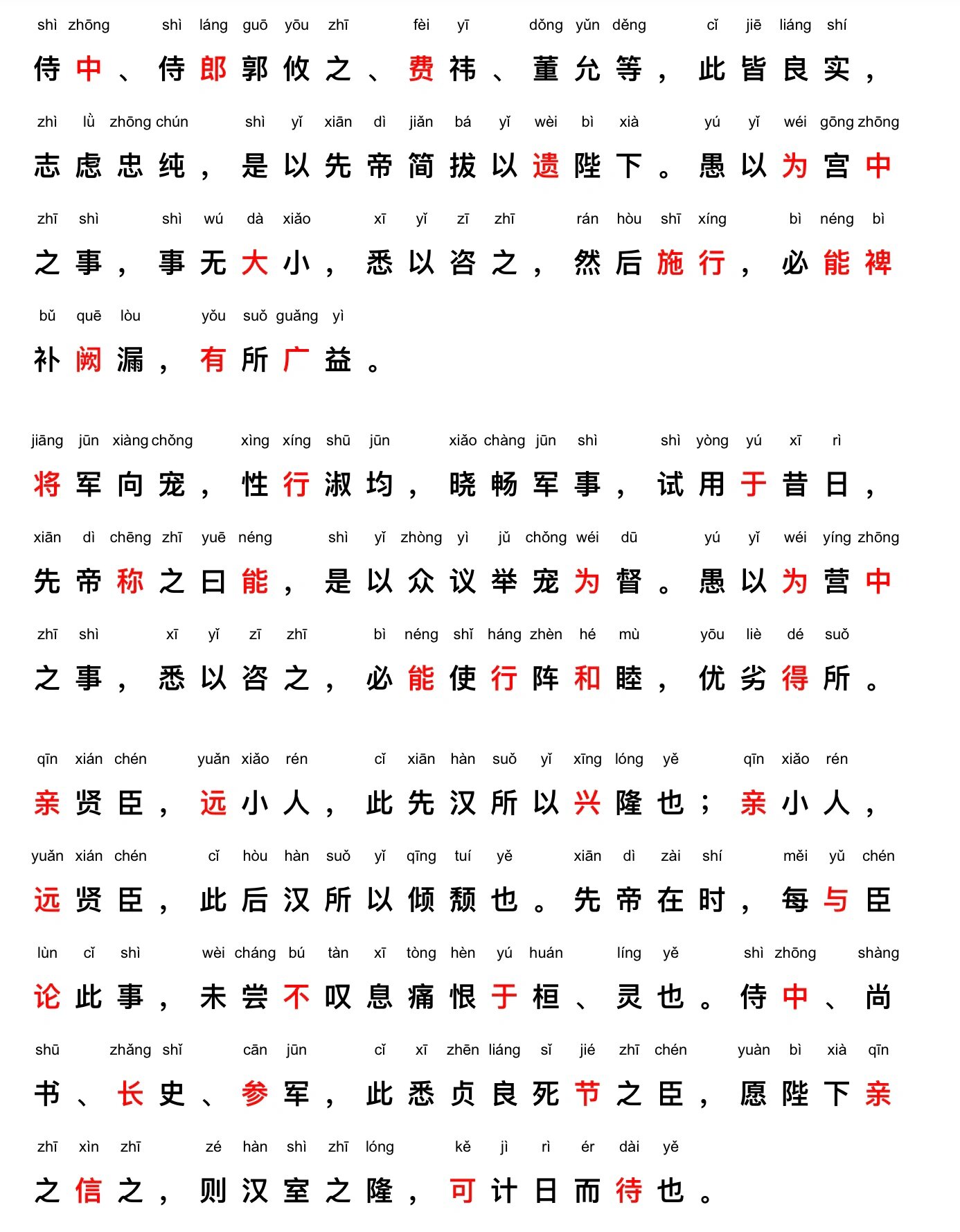 出师表/前出师表(拼音版)