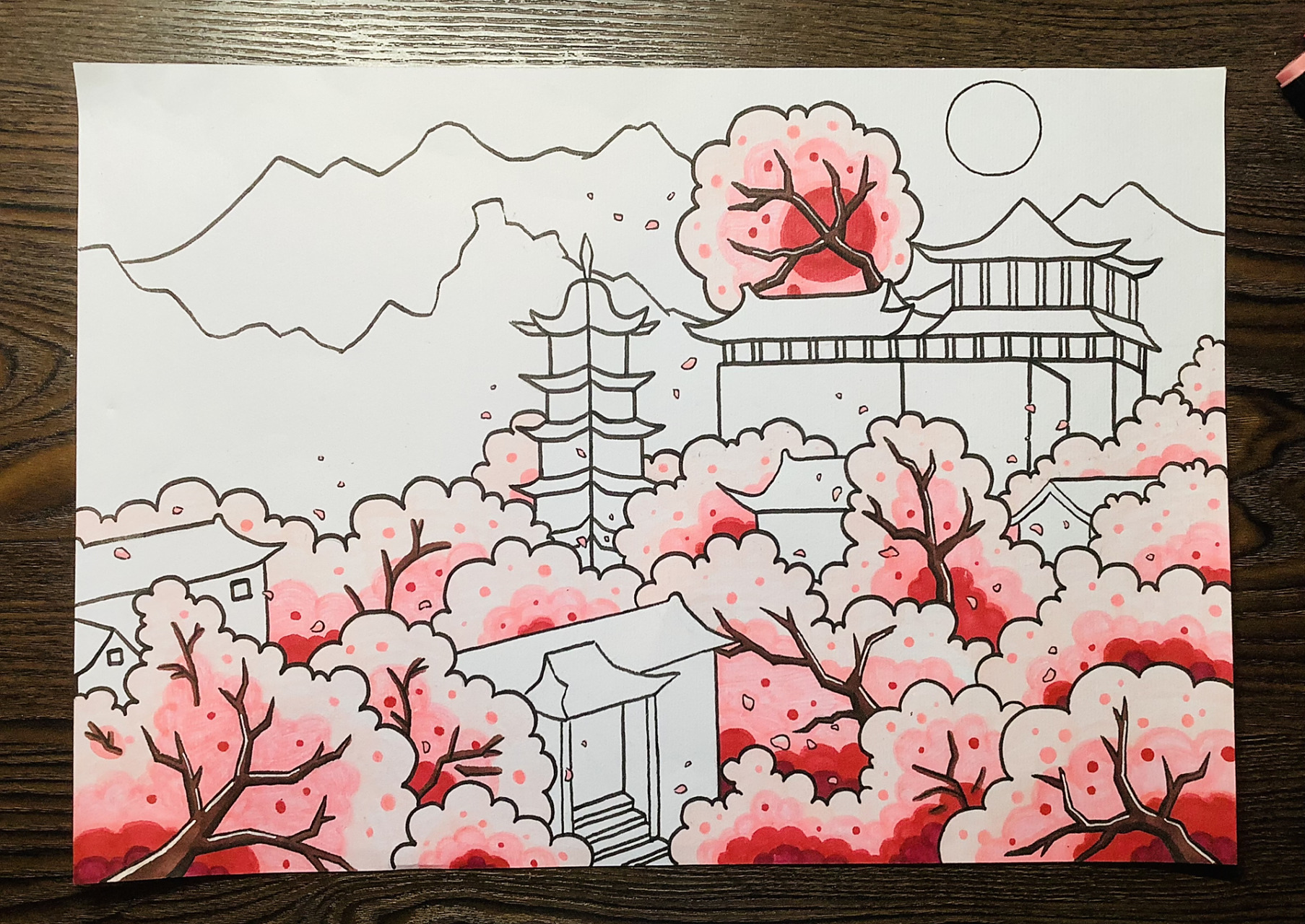 《大林寺桃花》唐诗配画94 "人间四月芳菲尽, 山寺桃花始盛开"78