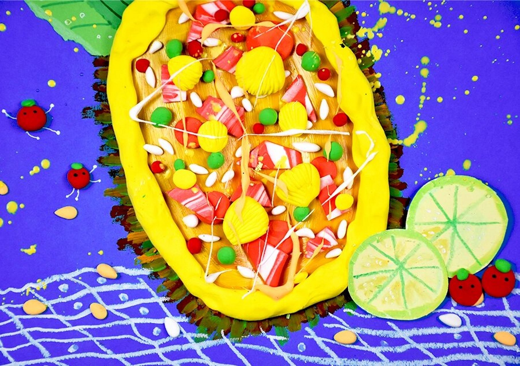 儿童画教程|美味的菠萝饭 【教学重难点】 97 ①观察菠萝饭的图片