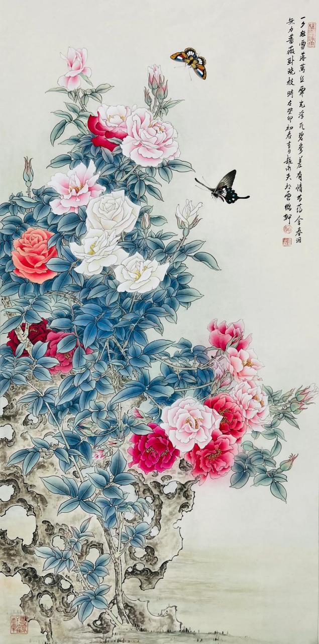 青年中美协画家赵永夫三尺精品国画花鸟! 中国现代花鸟画