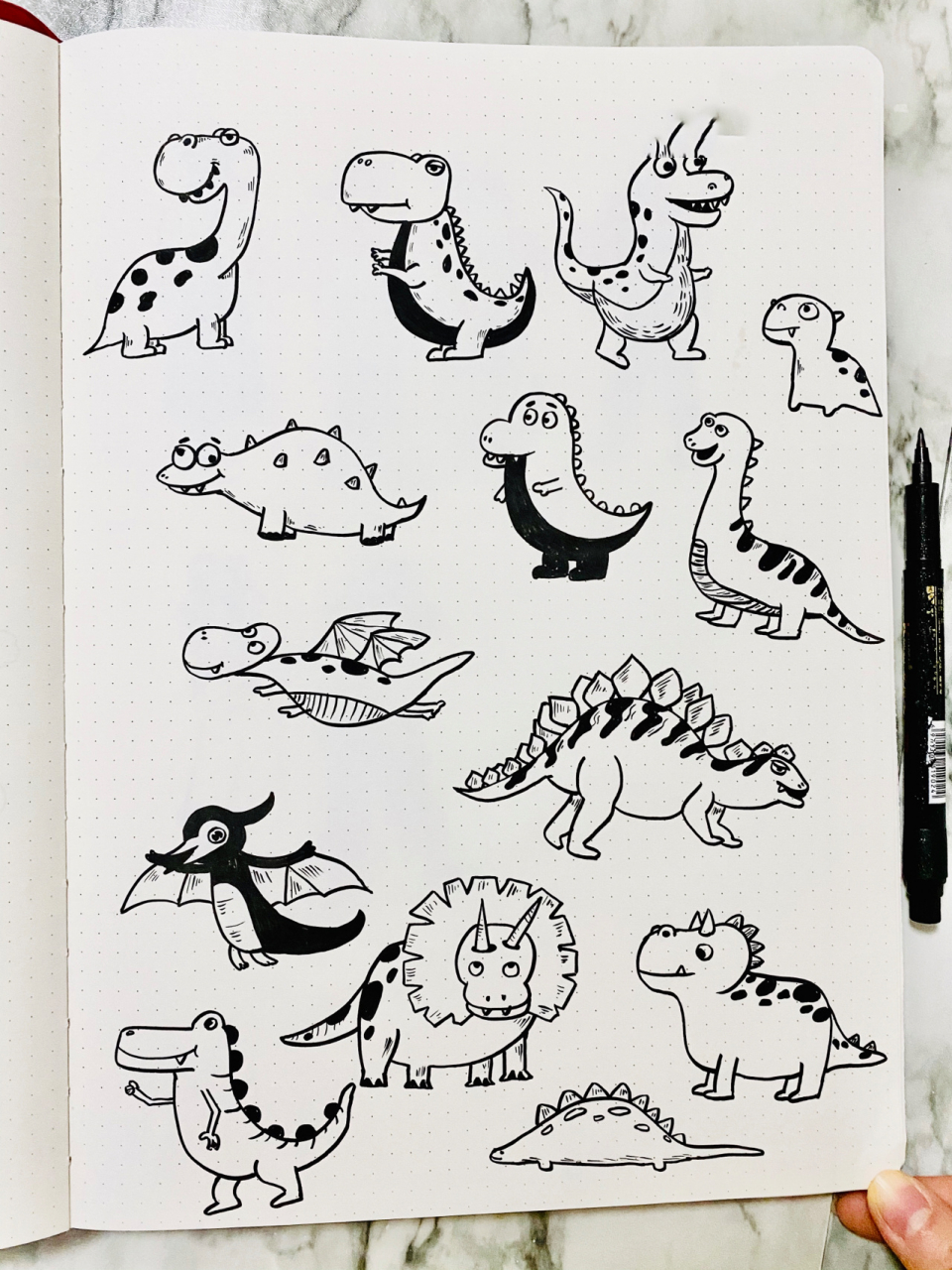 100种可爱简笔画恐龙图片