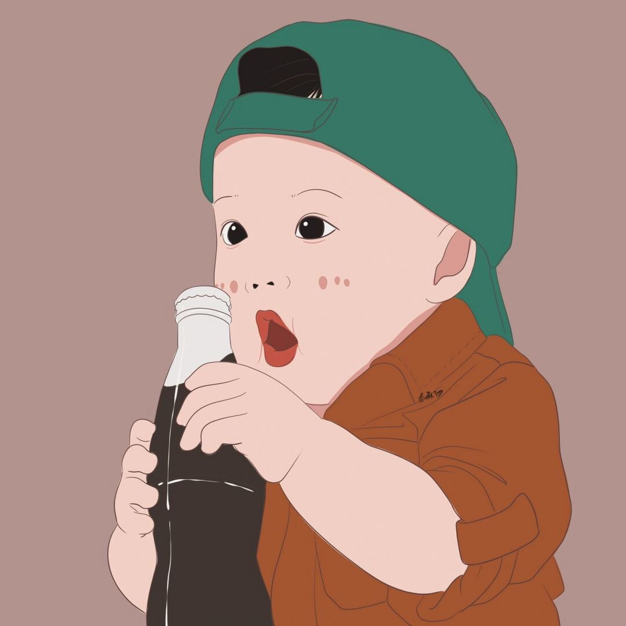 插画 | 头像 | 小宝宝喝可乐 图片92二改92商