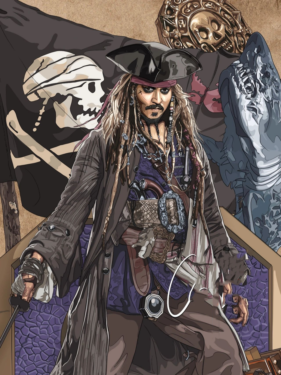 图腾绘作品-加勒比海盗《杰克船长》 这周的图腾绘作品是《加勒比海盗