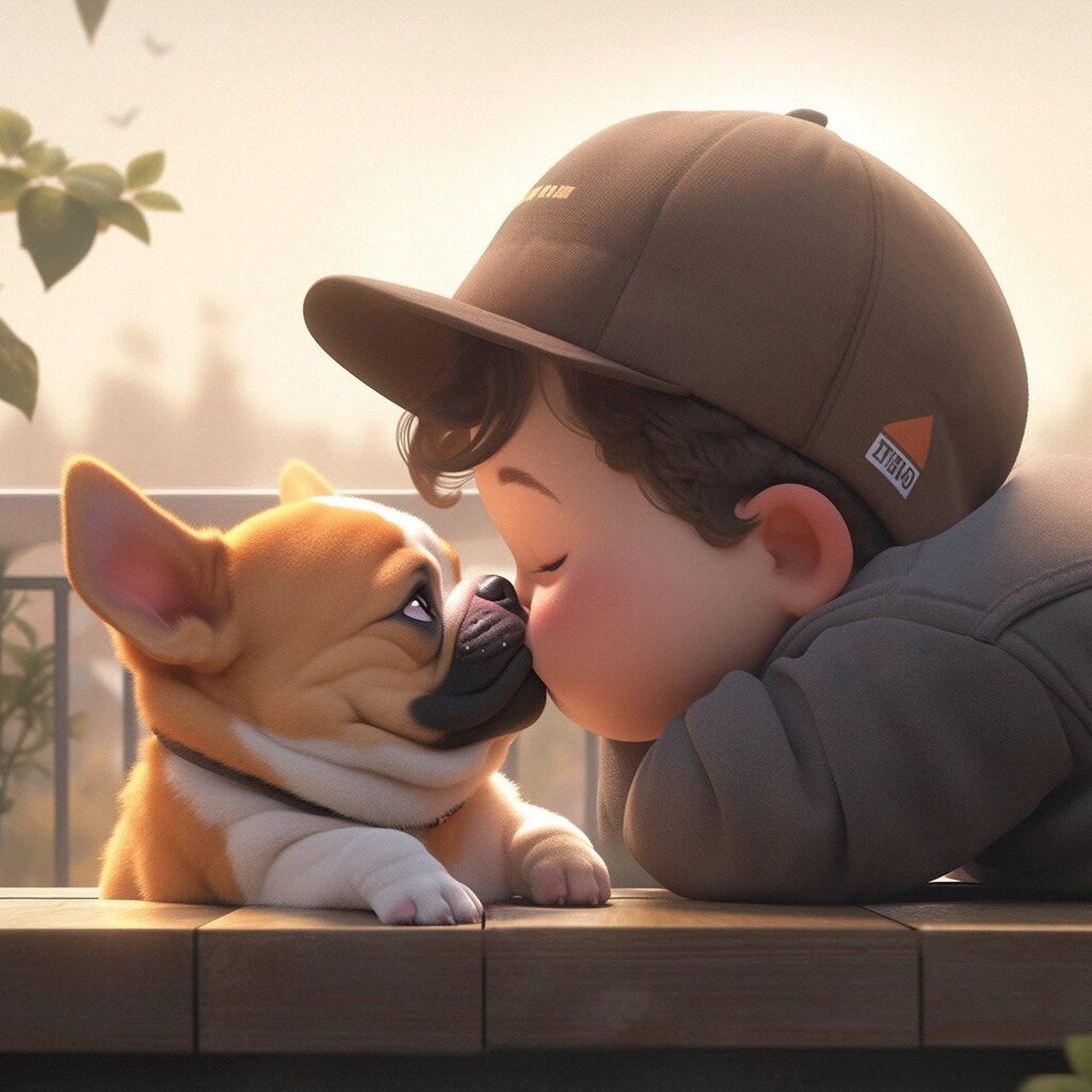 小男孩和他的小法斗