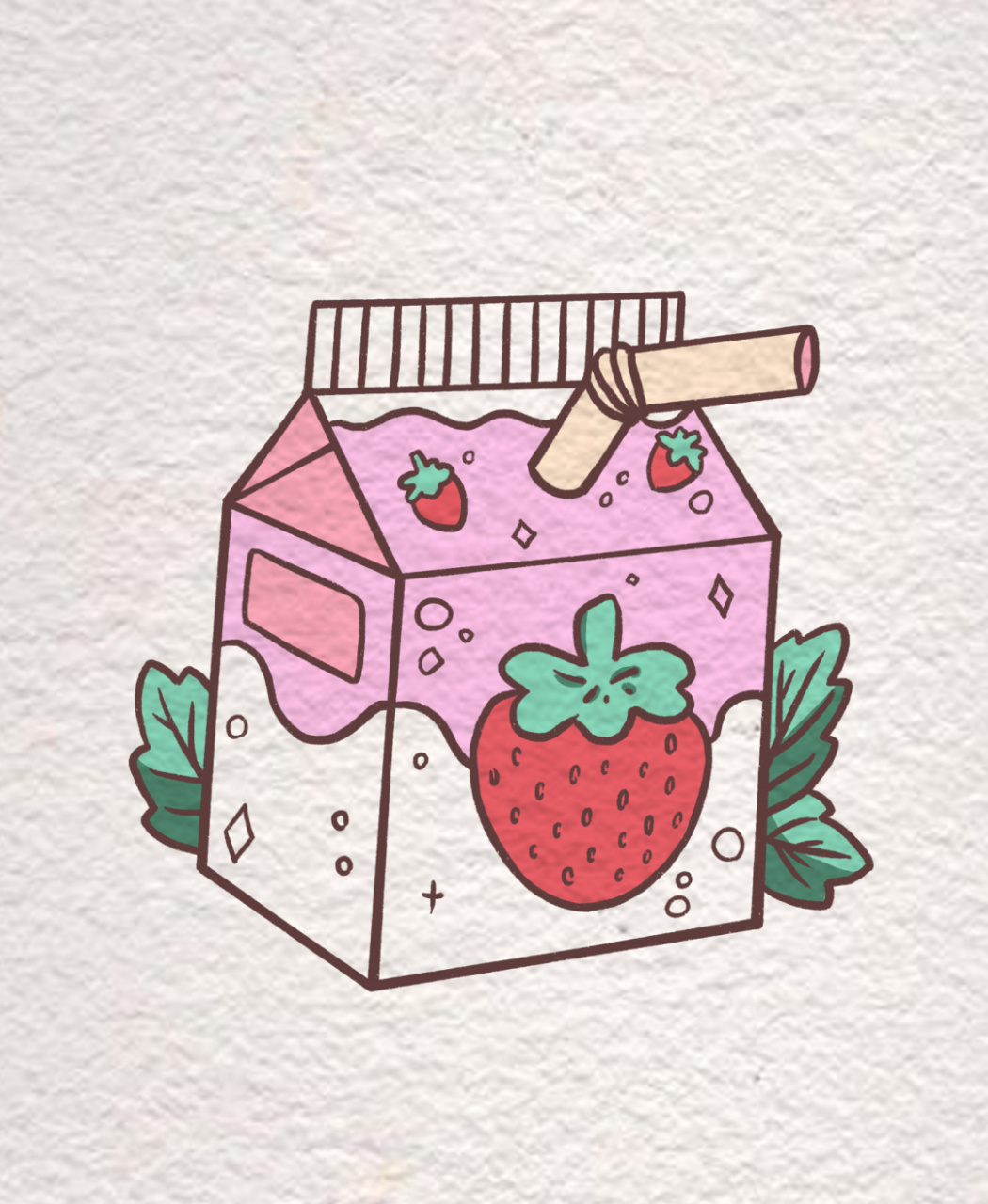 简笔画|草莓牛奶来一份吗 多画几种口味大家可以选择哦,这几天前会给