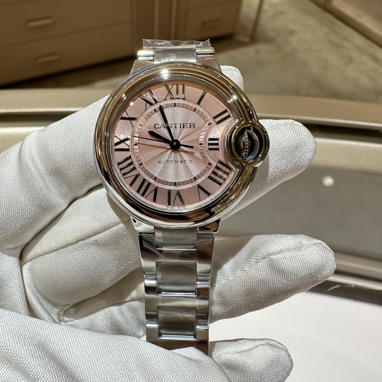 卡地亚粉气粉盘7515机械女表-好价秒一只 98卡地亚篮气球wsbb