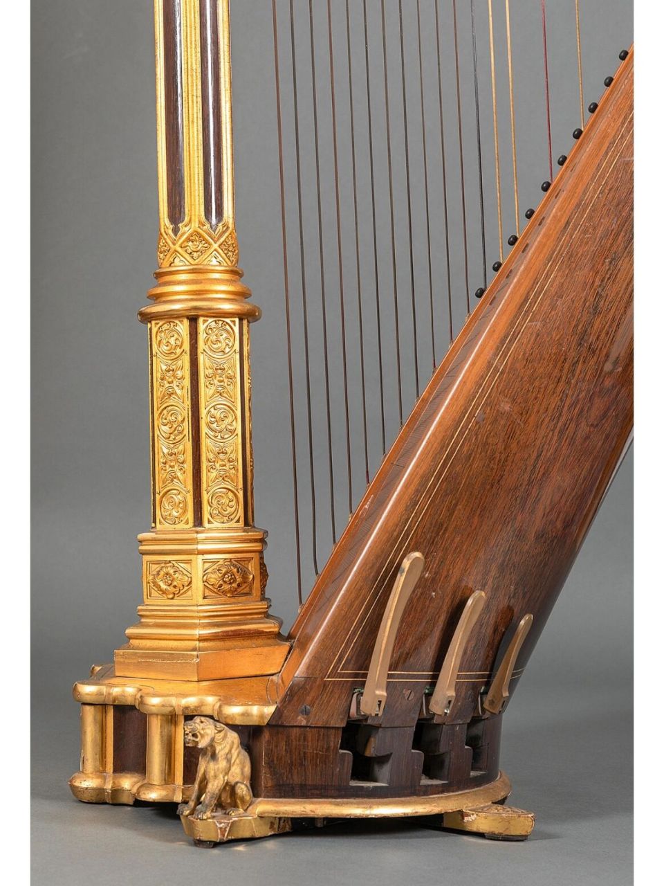 19世纪末法国枫木鎏金竖琴|古典乐器杰作 名坊精匠,以良木细作,奏响