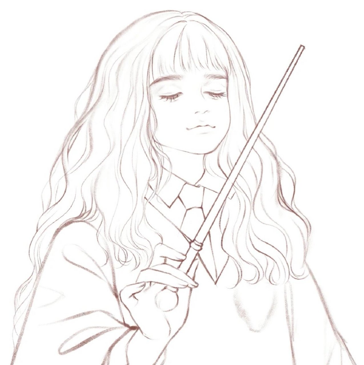 哈利波特/赫敏/水彩头像/绘图步骤 小赫敏实在太可爱啦 	 软件:pro