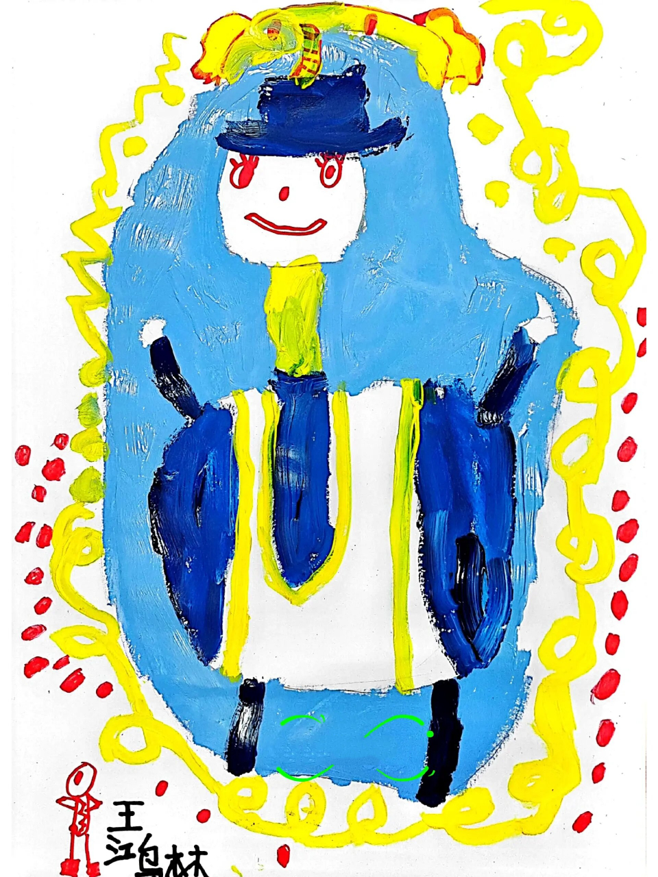 儿童画《好玩的哈哈镜》6岁 1,认识色彩具有冷暖倾向,并知道将冷色与