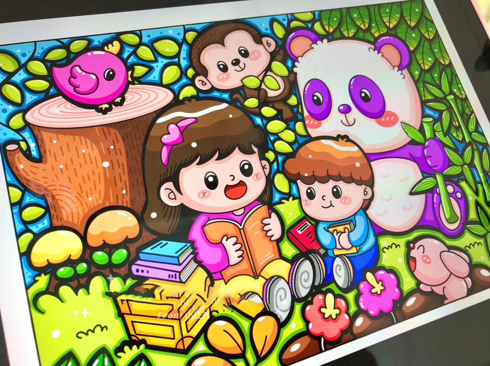 原创儿童画 读书节/书香校园/快乐阅读 喜欢我这头中毒小能猫吗