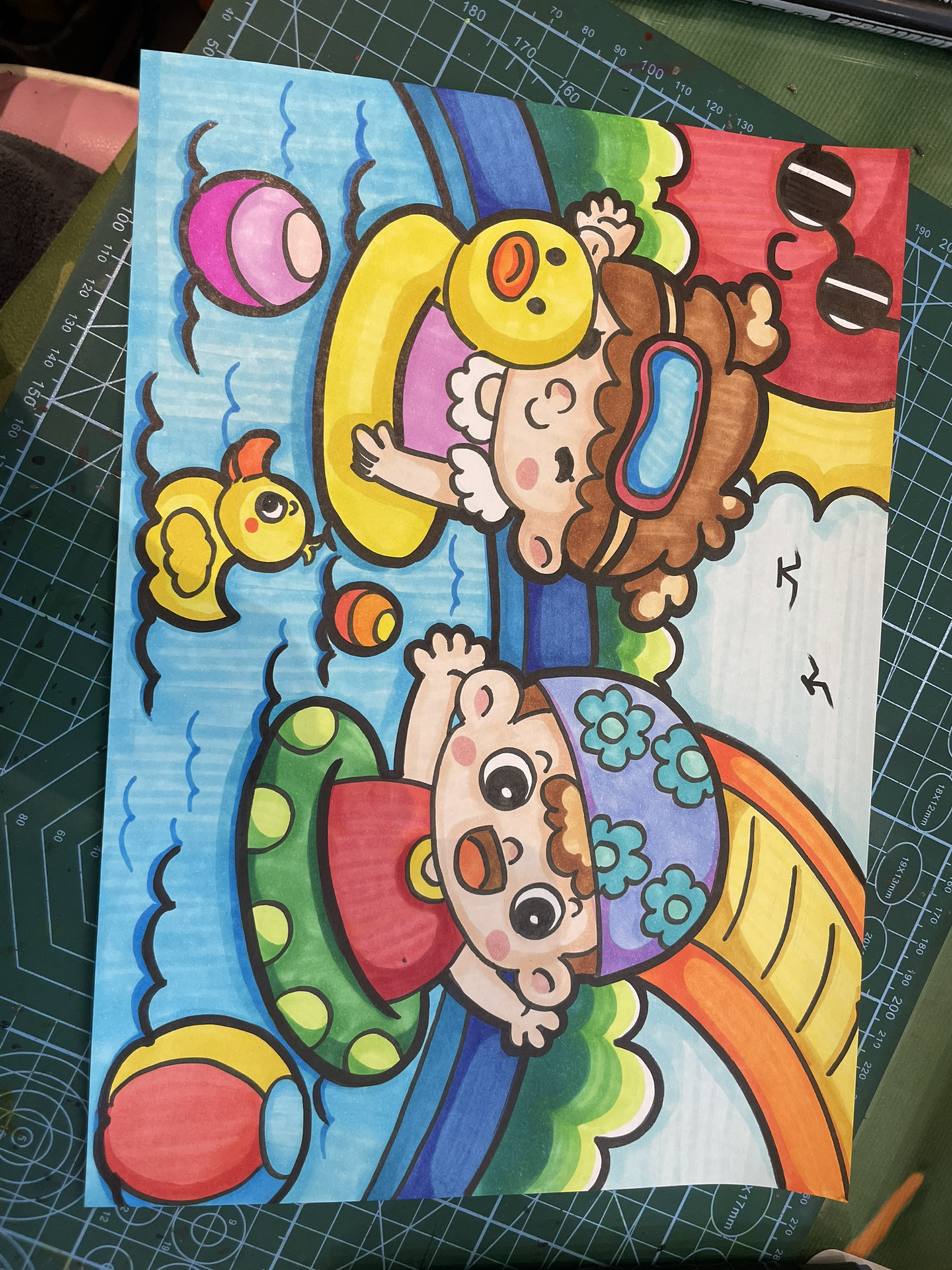 清凉一夏,夏天主题画一起去游泳