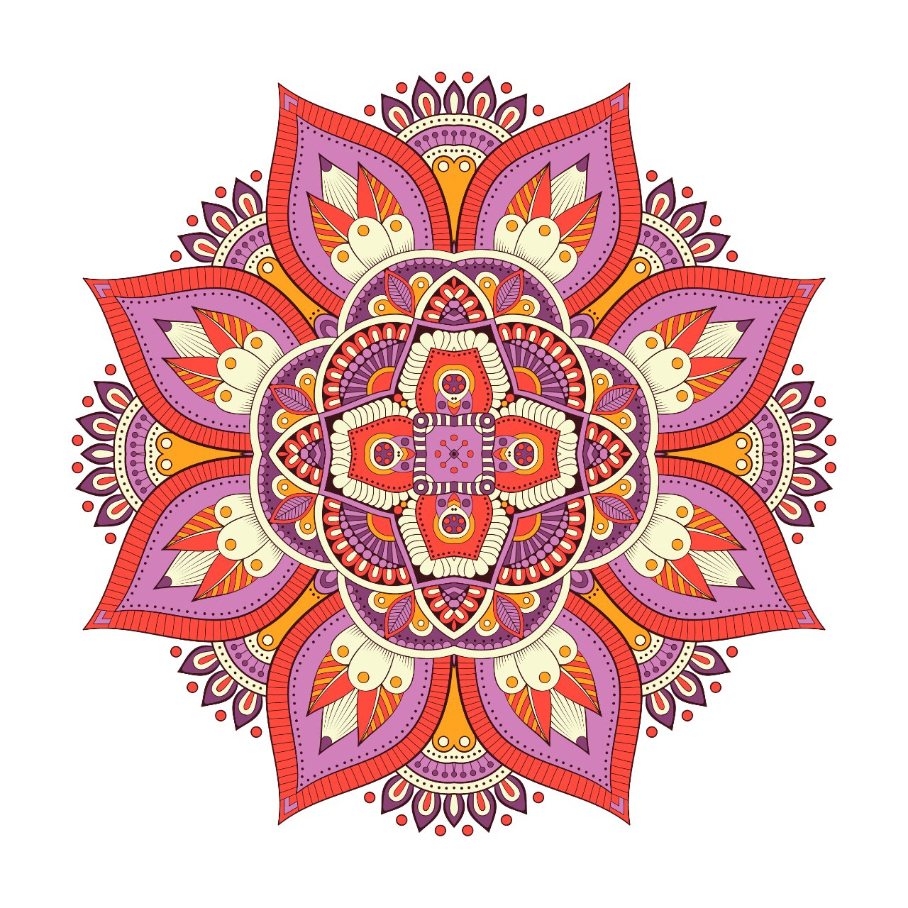 104款复古老式古典民族风曼陀罗装饰花纹花团图案纹理矢量eps素材02