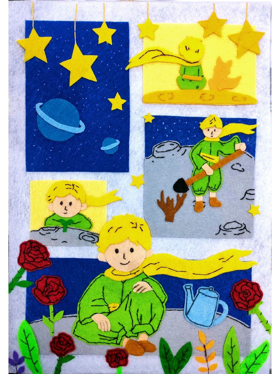不织布布贴画 小王子和玫瑰和小狐狸.78