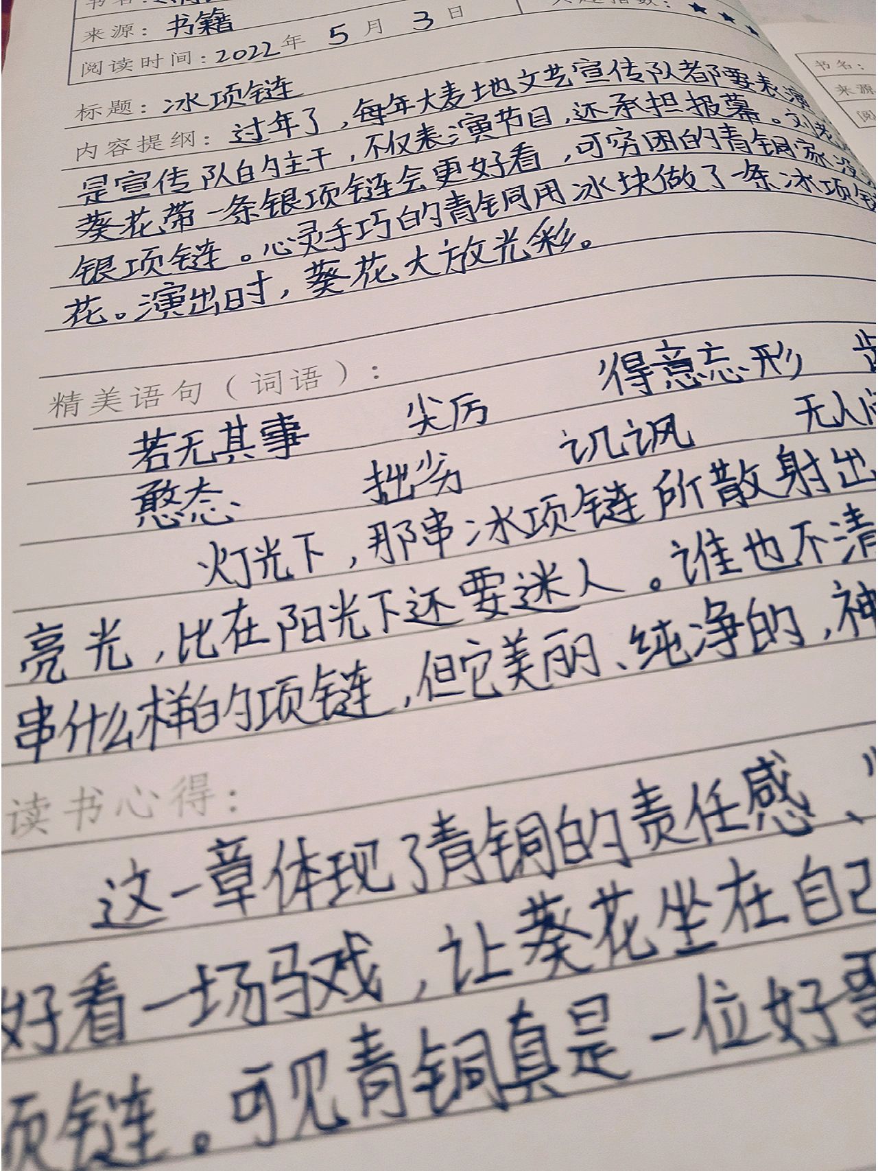 青铜葵花第六章——冰项链 读书笔记