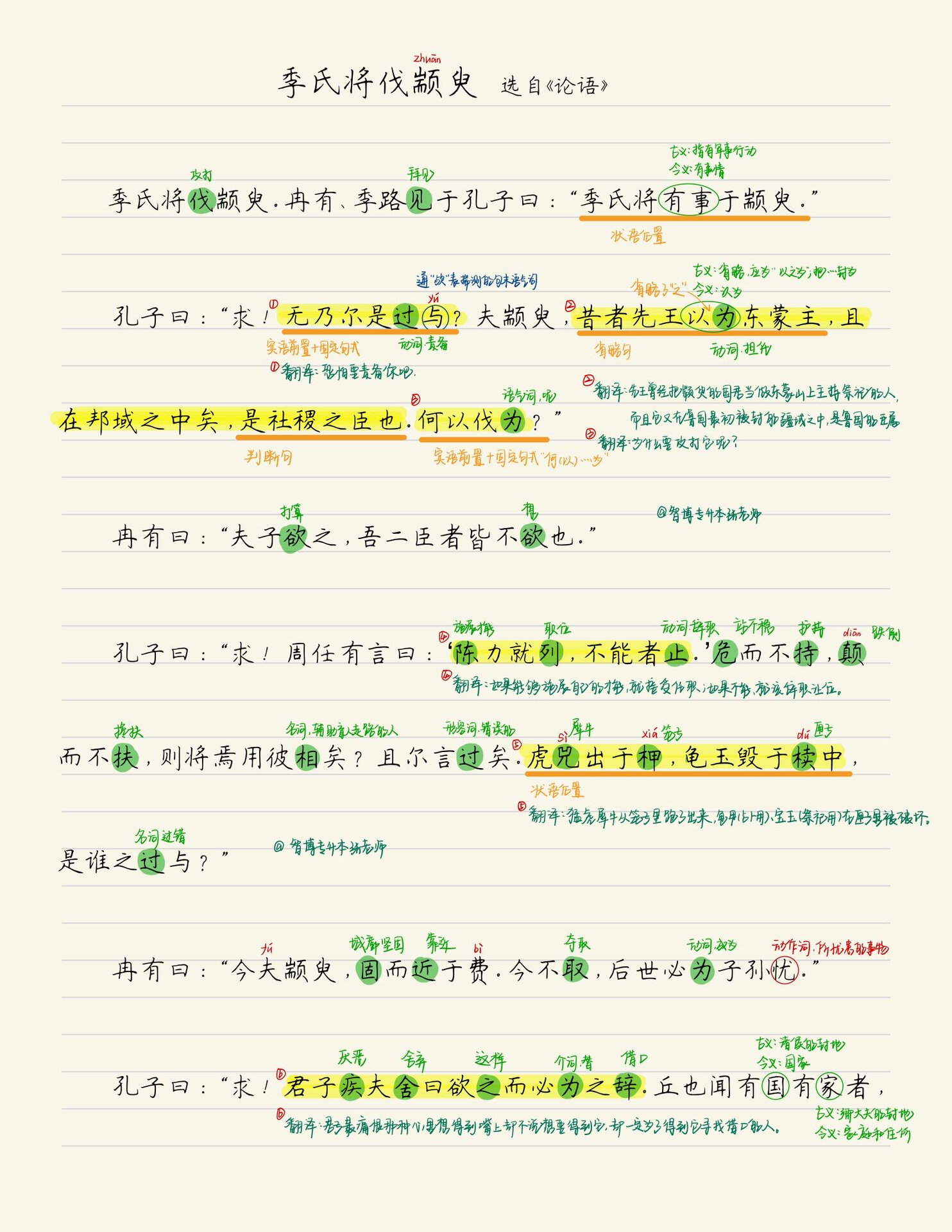 专升本语文|《季氏将伐颛臾》 考点梳理笔记